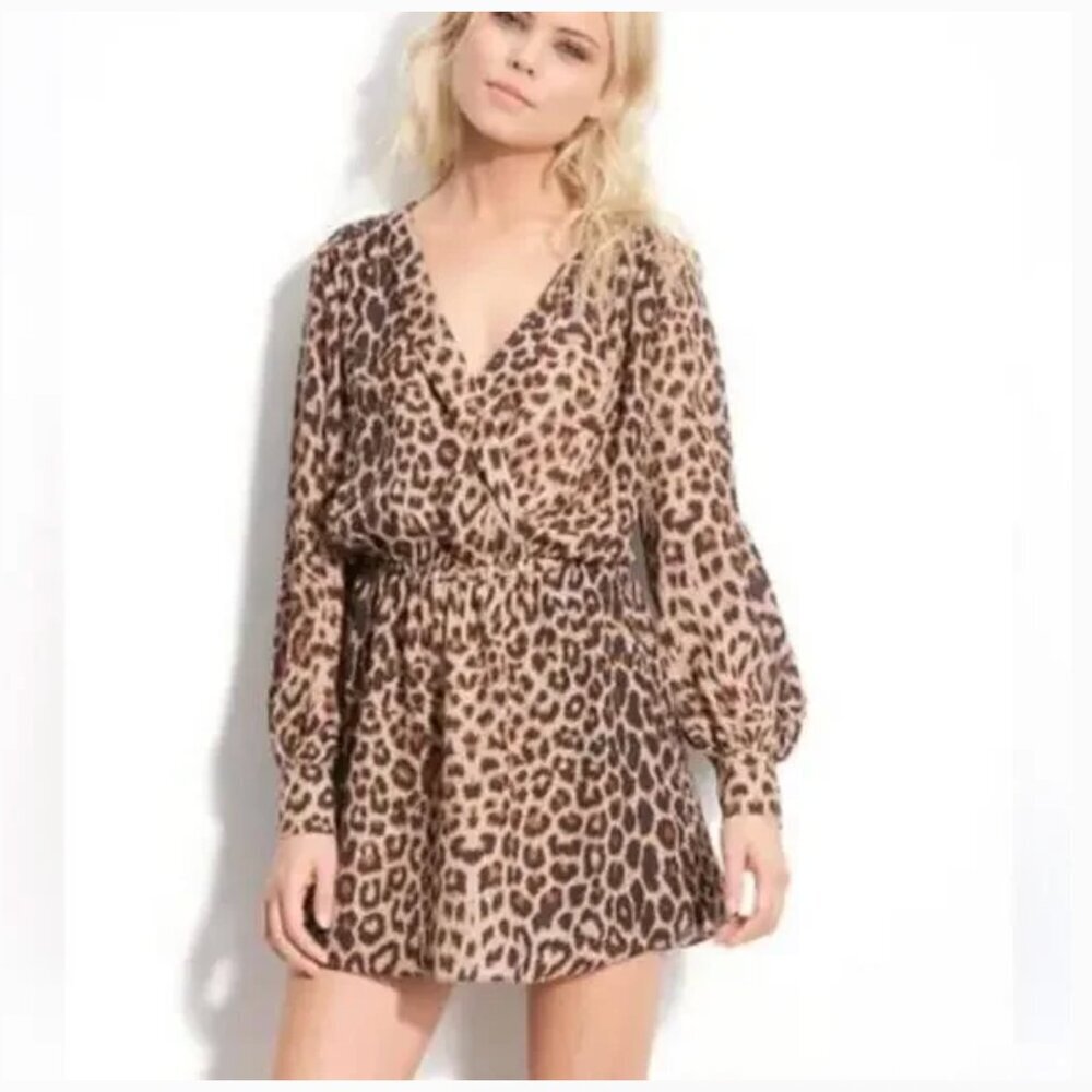 Show Me Your Mumu Rainey Leopard Long Sleeve Mini Dress